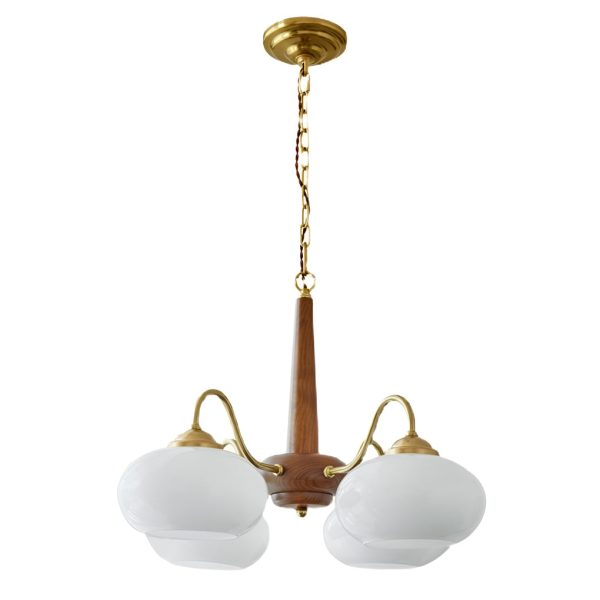 4 Lights 6 Ligths Glass Wood E27 LED Nordic Chandelier Hanging Ceiling Lights - Image 5