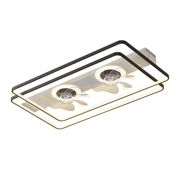 Creative Rectangular 3 Step Dimming Nordic Bladeless Ceiling Fan Lamp with 2 Fans - Image 5