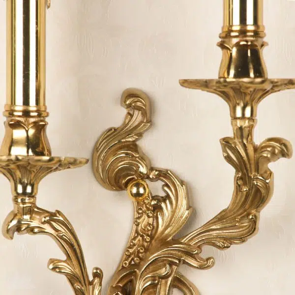 French Vintage Brass Candle 2/3 Light Wall Sconce Lamp - Image 12