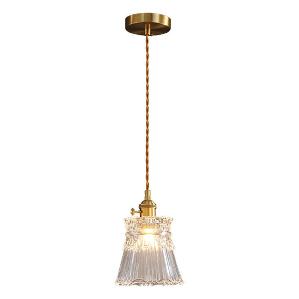 Modern Luxury Glass Bell Shade Brass 1-Light Pendant Light - Image 12