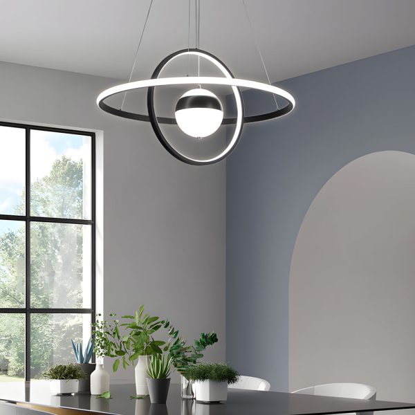 Circular Rings Planet 3 Step Dimming Simple Modern Dining Room Chandelier - Image 4