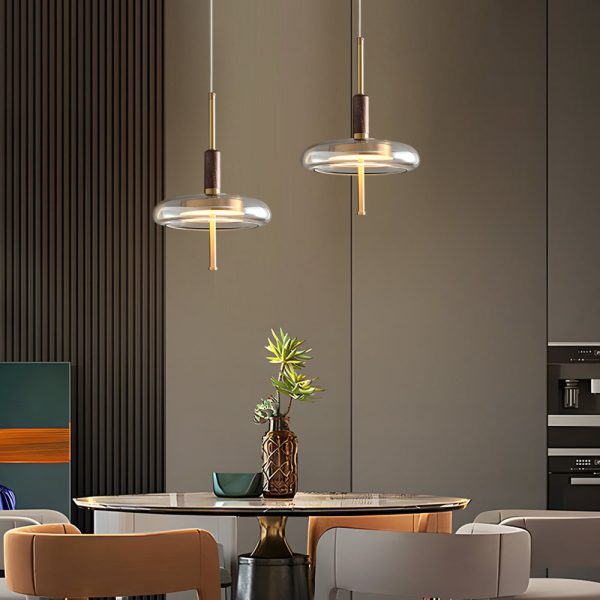 Minimalist Luxury Glass Wood Brass 3 Step Dimming Nordic Pendant Lights - Image 2