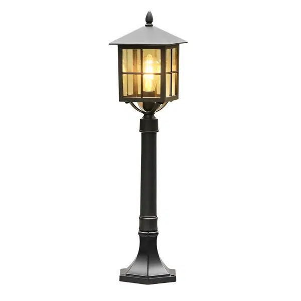 Retro Black Solar & Hardwired Outdoor Pavilion-Inspired Lawn Lamp - Image 9