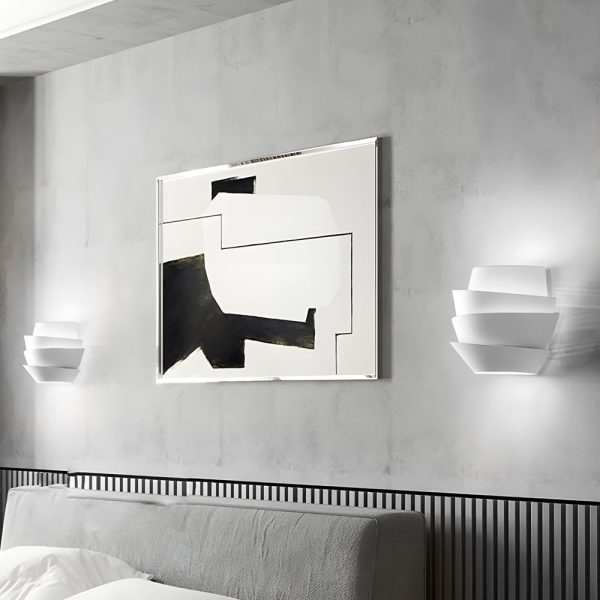 Minimalist Layers Half Cylinder Iron 2-Light Wall Sconce - White - Image 3