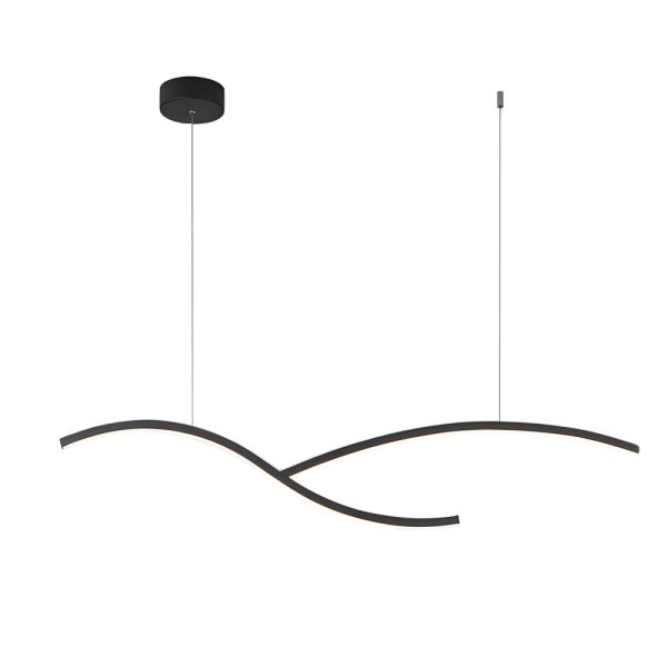 39.4"/47.2" Wide Black/White Wave Linear LED Pendant - Image 8