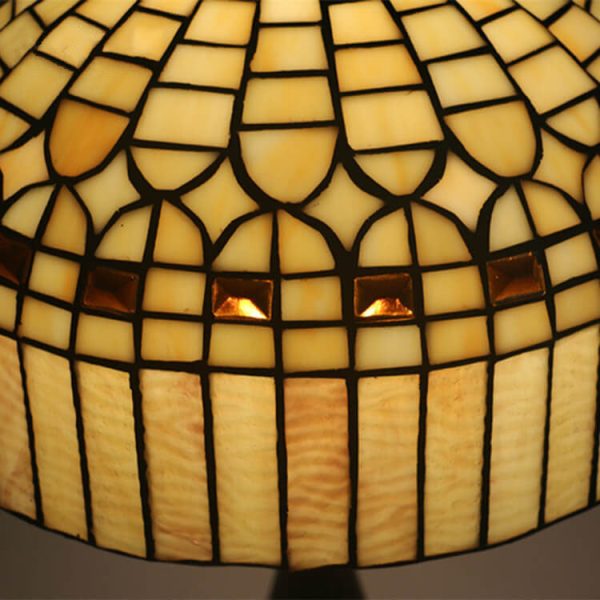 European Tiffany Yellow Baroque Glass 1-Light Table Lamp - Image 7