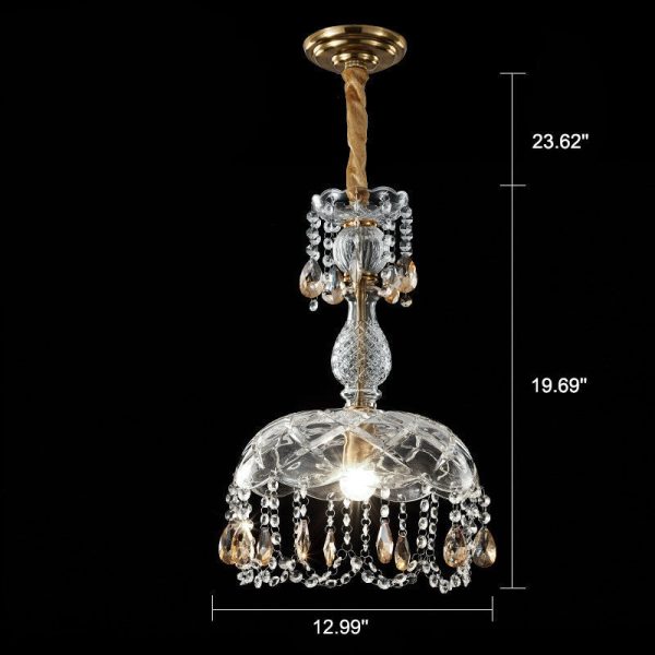 Modern Luxury Crystal Hanging Dome 1-Light Pendant Light - Image 9