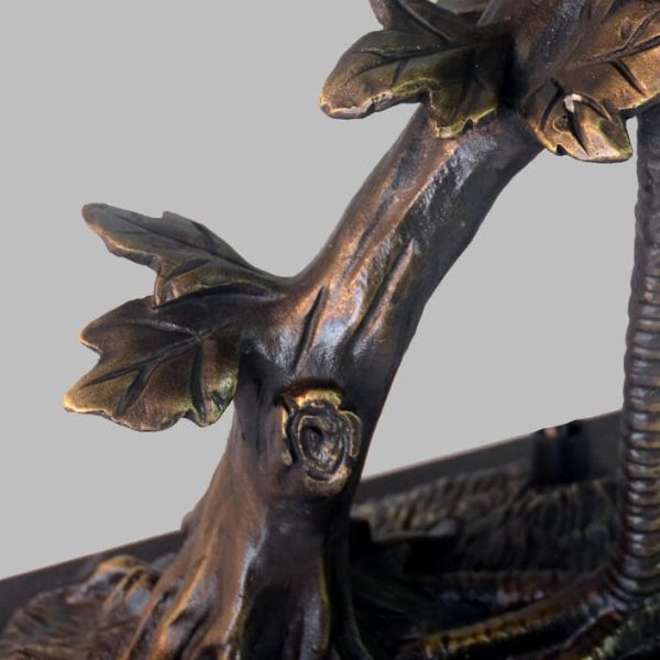 Vintage Tiffany Crane 1-Light Stained Glass Table Lamp - Image 10