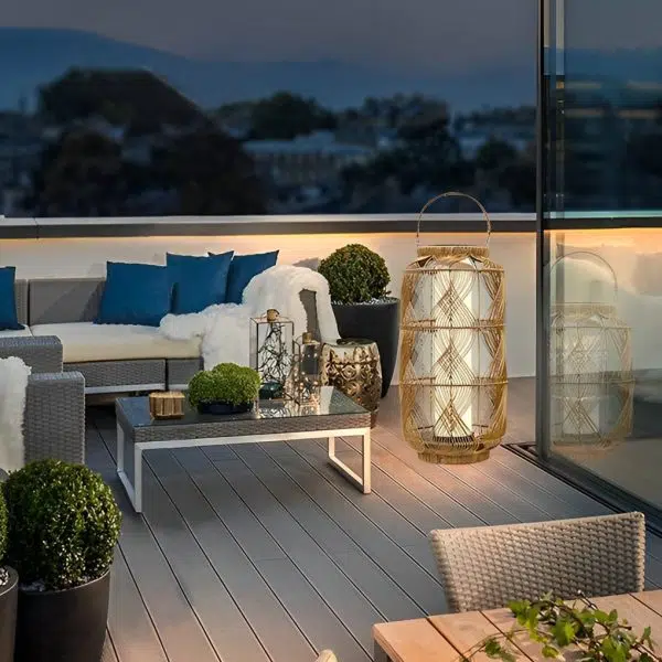 Rattan Waterproof LED Retro European Style Portable Solar Floor Lamp - Image 2