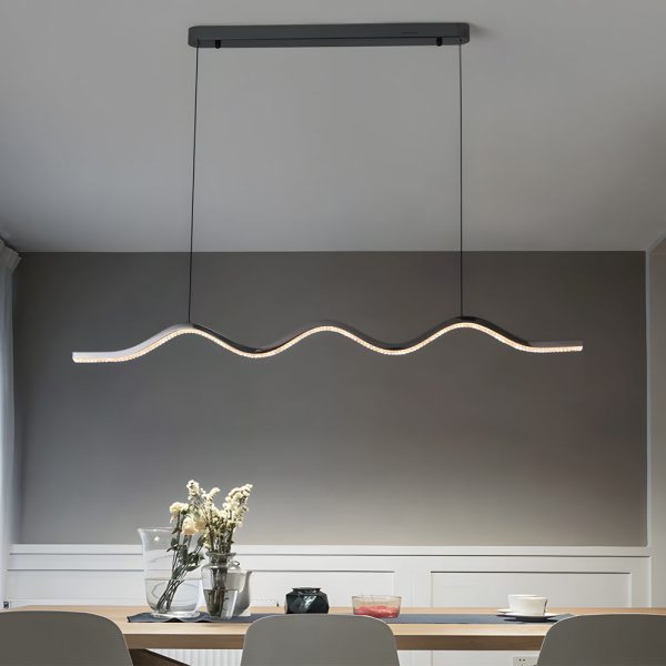 1-Light Black Wave Linear LED Pendant Light - Image 2