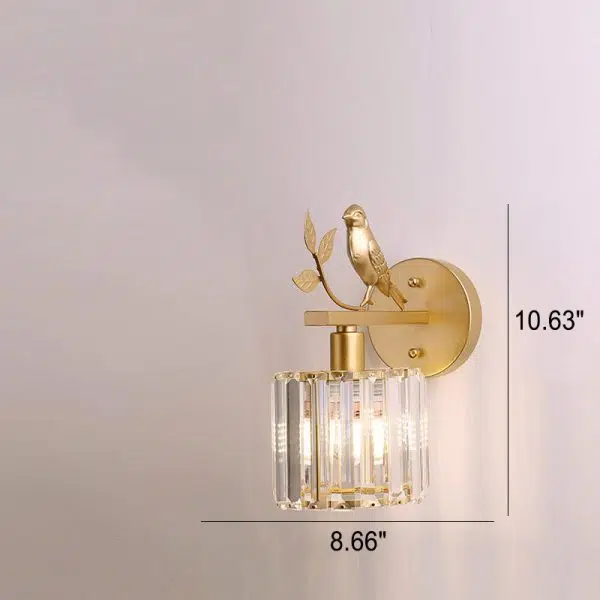 Vintage Light Luxury Crystal Bird 1-Light Wall Sconce Lamp - Image 11