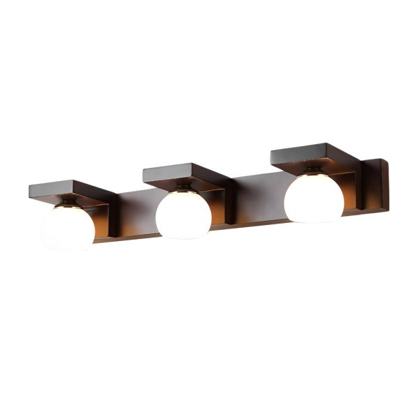 2/3-Light Wood Bathroom Vanity Light with Adjustable Iron Spotlight and Fixed Glass Shades - Image 11