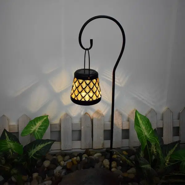 Retro Iron Mesh Solar Lanterns 2PCS LED Outdoor Hanging Lights