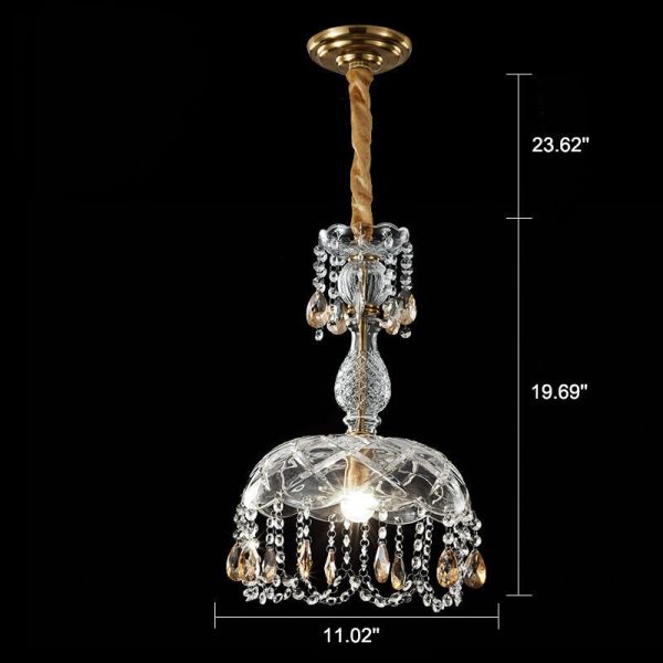 Modern Luxury Crystal Hanging Dome 1-Light Pendant Light - Image 10