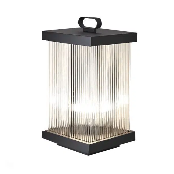 Square Portable Waterproof Striped Glass Black Solar Outdoor Lights - Image 4