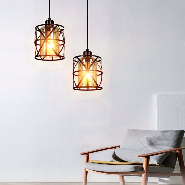 Creative Round Iron Glass Black Retro Industrial Style Pendant Lights - Image 5