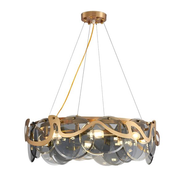 Round Glass Creative Art Iron LED Nordic Chandelier Pendant Lights - Image 9