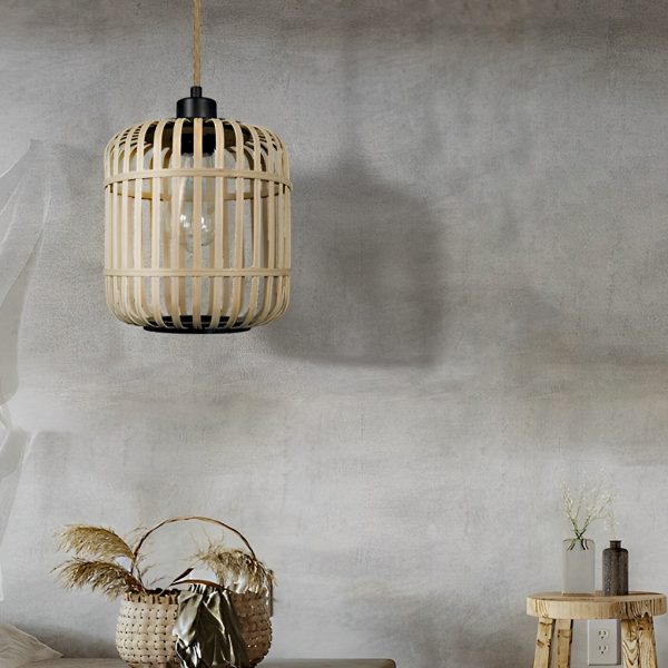 Handmade Rattan Lantern Shape Minimalist Japanese Style Pendant Lights - Image 4