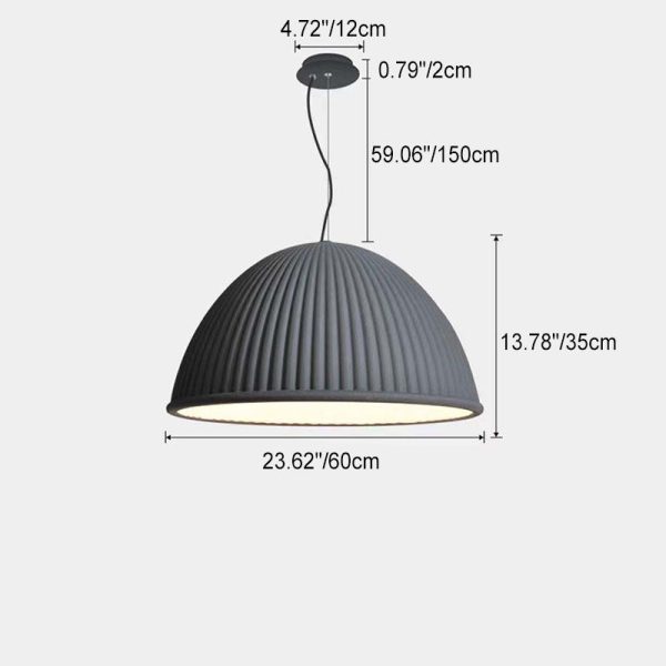 Contemporary Scandinavian Resin Half Circle Stripe Design 1-Light Pendant Light For Dining Room - Image 5