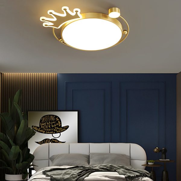 Round Cartoon Crowns Three Step Dimming Copper Modern Ceiling Light Fixture - Image 2