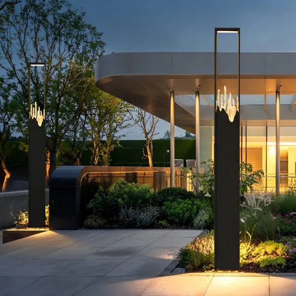 Rectangular Glass Mountain Scenery Black Modern Outdoor Pathway Lights - Image 5