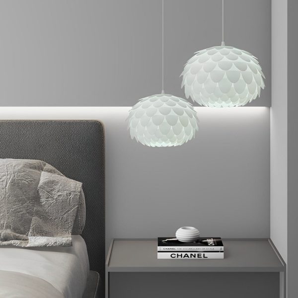 Round Fish Scales Three Step Dimming LED White Modern Pendant Lights - Image 2