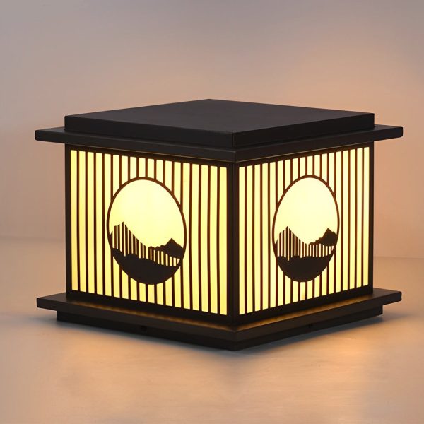 Retro Mountain Scenery LED Waterproof Black Modern Solar Pillar Lamp - Image 7