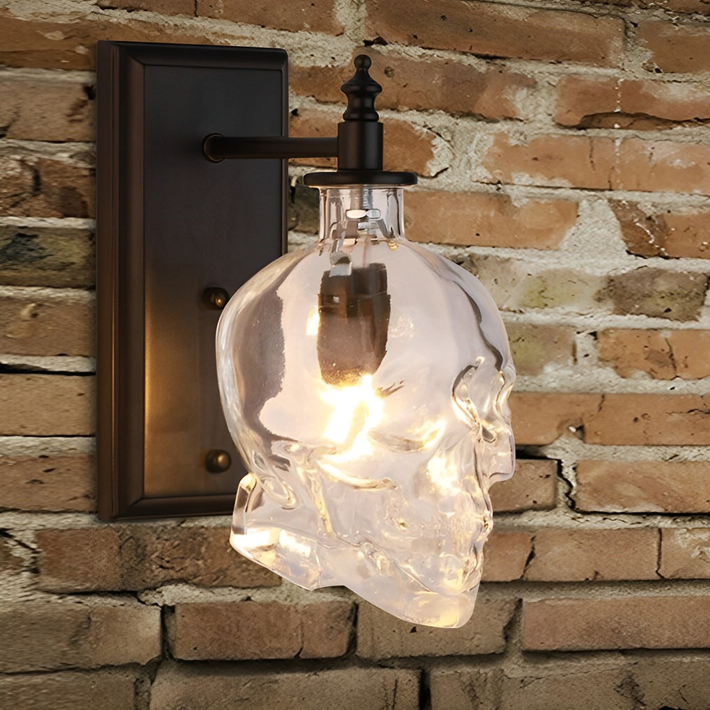 2-9ded8110-55f7-40a1-975d-381a781ad610.jpg Retro Glass Skull Head LED Black Industrial Style Decorative Wall Lamp - Image 1