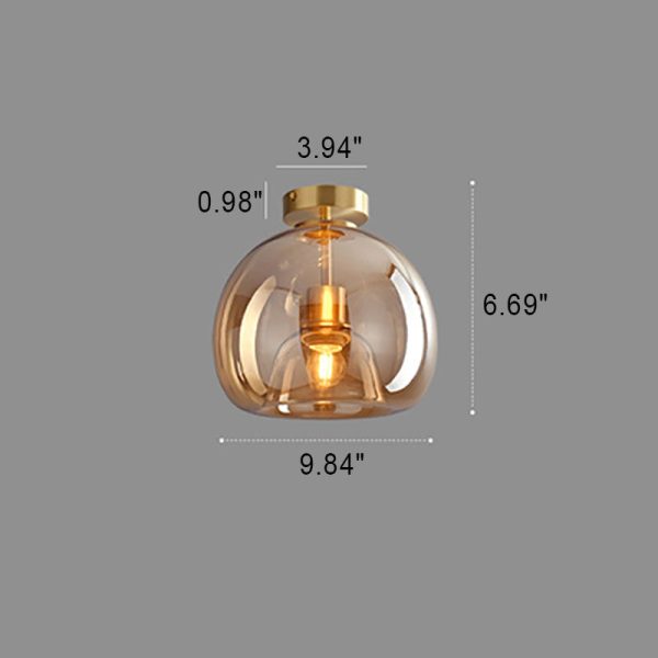Nordic Light Luxury Round Glass Ball 1-Light Semi-Flush Mount Ceiling Light - Image 7