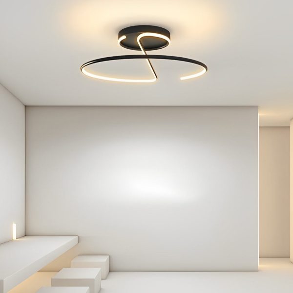16 inch Sleek Wire-inspired Circular Modern LED Semi Flush Mount Ceiling Light - Image 2