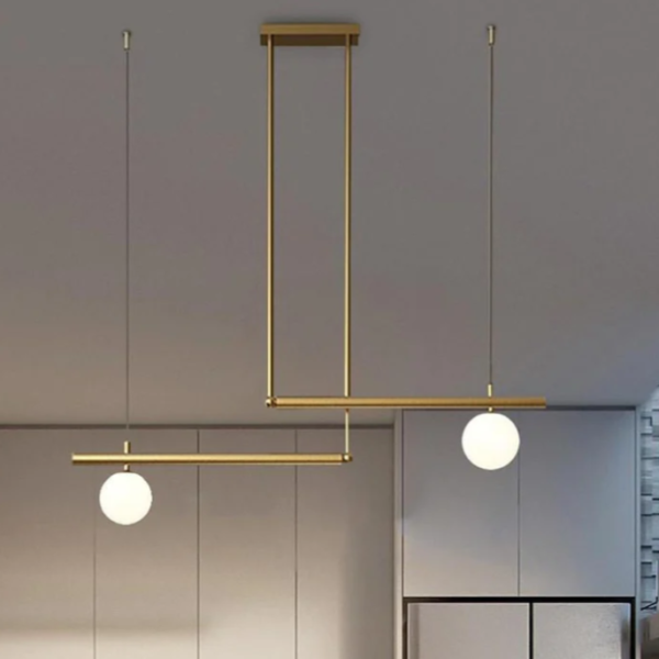 Minimalist Modern Linear Globe Pendant Lighting Copper Glass Kitchen & Dining Room Light - Image 7