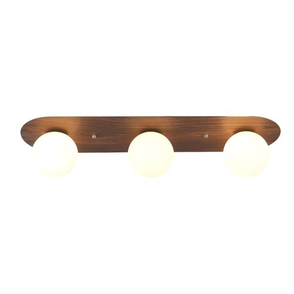 Flush Mounted Walnut Board Ceiling Light with 2/3/4 Milky White Glass Globes - Image 10