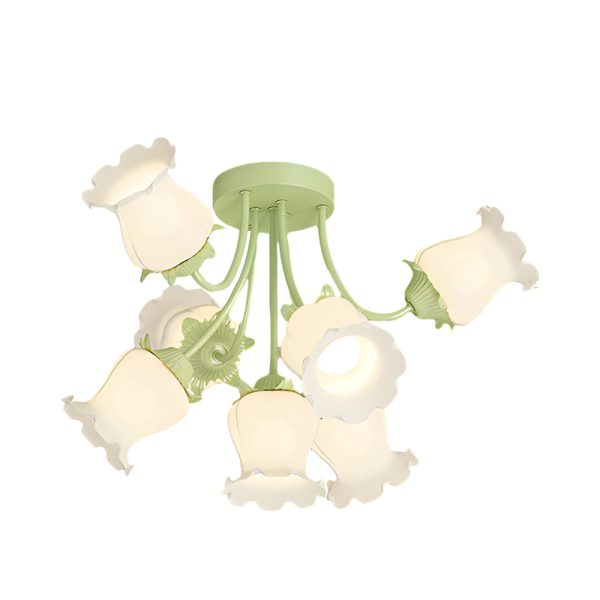 7 Heads White Flowers 3 Step Dimming Creative Modern Ceiling Light Fixture - Image 6