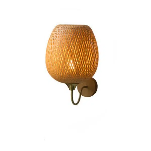 Modern Bamboo Weaving Handwoven Round Lampshade 1-Light Wall Sconce Lamp - Image 10
