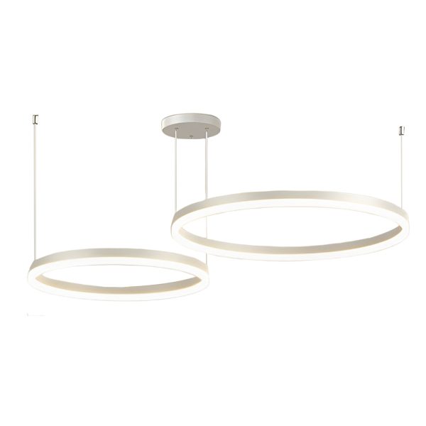 Circular Rings Creative LED 3 Step Dimming White Modern Chandelier Light - Image 6