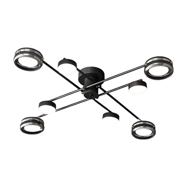 Artistic Multi-Head Matte Black Copper Semi-Flush Mount Ceiling Lighting - Image 9