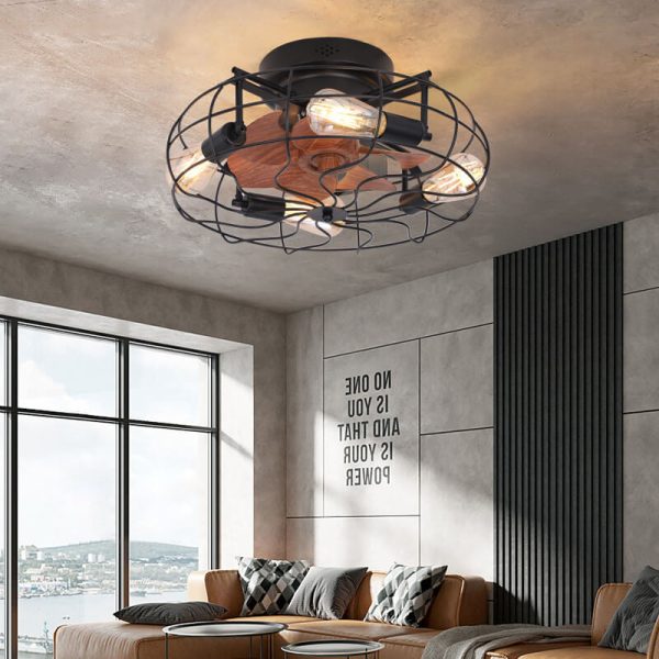 Industrial Retro Tungsten Light Bulb 4-Light Flush Mount Ceiling Fan Light - Image 2
