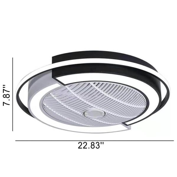 Modern Creative Round LED Semi-Flush Mount Ceiling Fan Light - Image 9