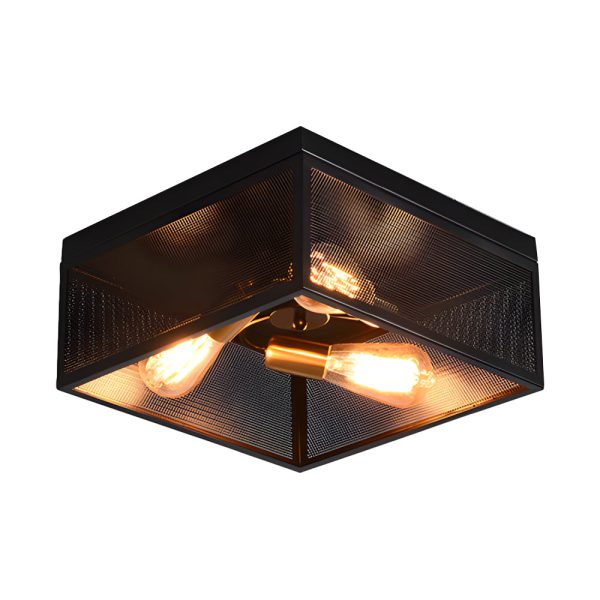Square Iron Frame American Country Style Ceiling Light Fixture - Image 9