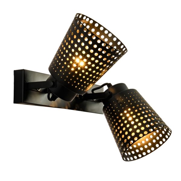 Retro Iron Hollow Adjustable Black Industrial Style Plug in Wall Sconce Lighting - Image 9
