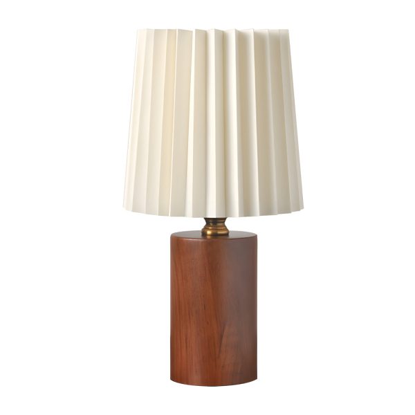 Wood Column Table Lamp with Pleated Empire Lampshade - Image 7