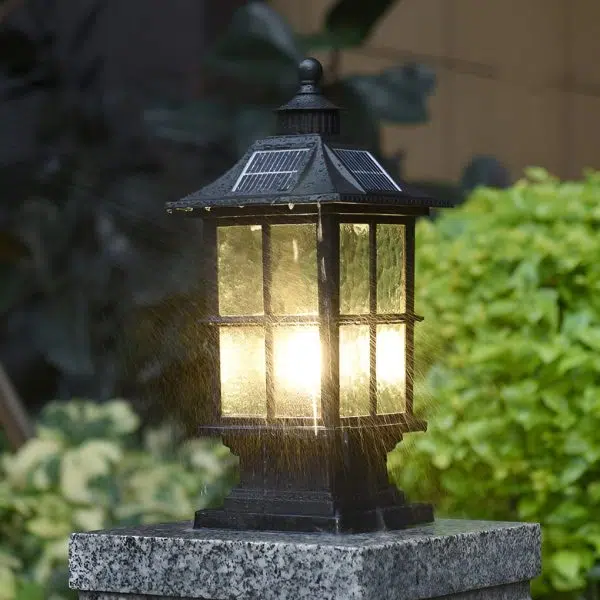 Waterproof Dimming LED Black Modern Solar Post Caps Light with Remote Control - Image 3