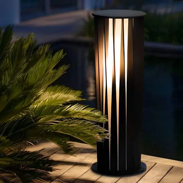 Geometric Black Cage Solar LED Pathway Lights