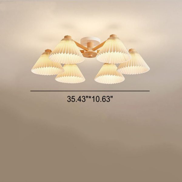 Nordic Wood Pleated Shade 3/6/8 Light Semi-Flush Mount Ceiling Light - Image 8