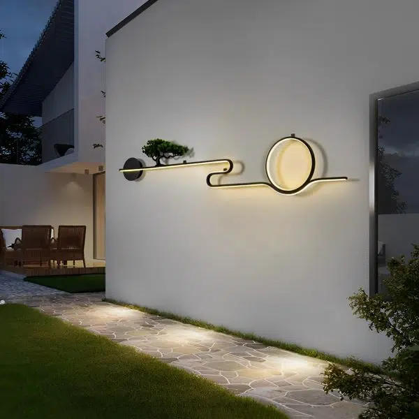 Moon Tree Scenery Waterproof LED Black Retro Outdoor Wall Lights Sconces - Image 4
