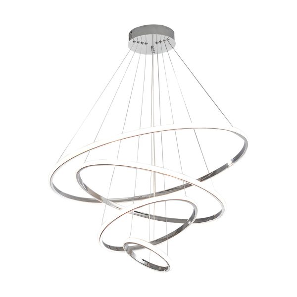 Contemporary Hanging 3/4-Light Tiered Ring Chandelier - Chrome - Image 11