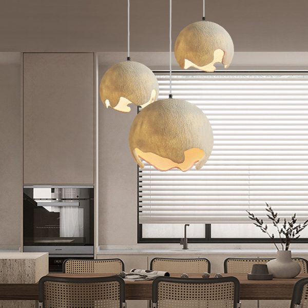 Irregular Ball Creative Ins Creamy White Japanese Style Chandelier Light - Image 5