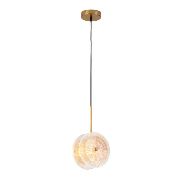 Modern Crystal Glass Disc Pendant Light with LED 1-Light Round Hanging Lamp - Image 8