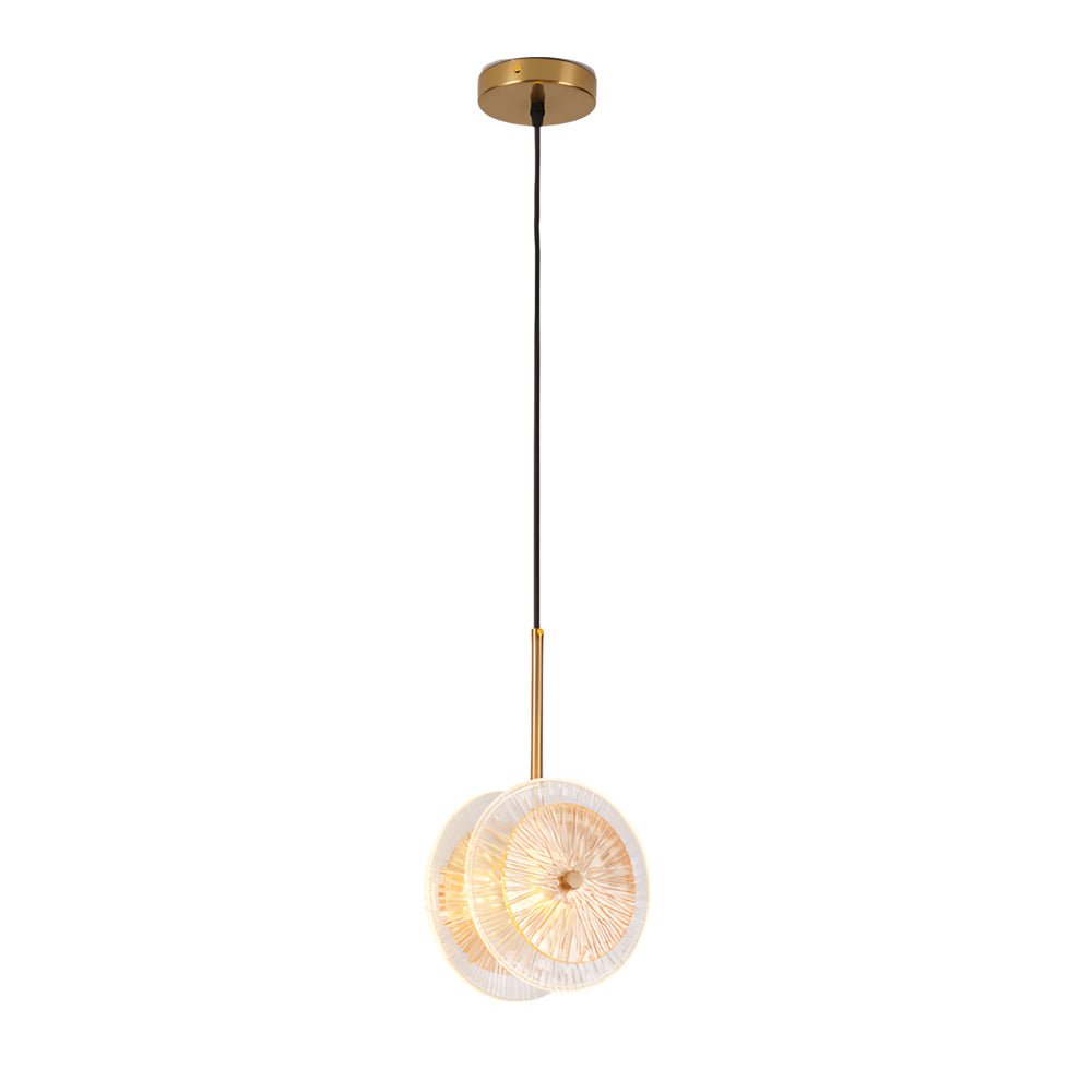 2-c1437b08-b698-4c40-ba1b-1ce303ad5a76.jpg Modern Crystal Glass Disc Pendant Light with LED 1-Light Round Hanging Lamp - Image 8