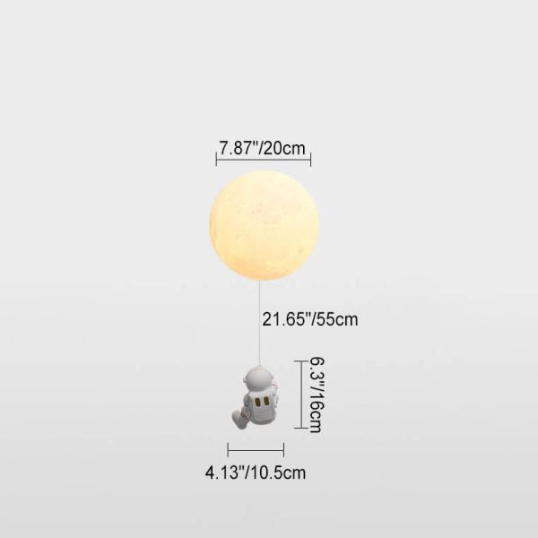 Contemporary Creative Orb Astronaut Iron Resin 1-Light Wall Sconce Lamp For Bedroom - Image 5